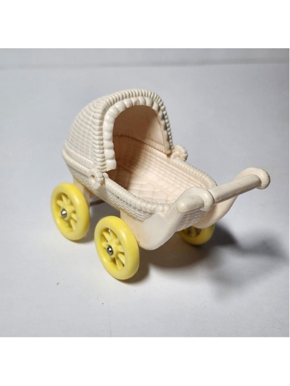 Vintage 1993 Fisher-Price Loving Family Dollhouse White Wicker Baby Carriage